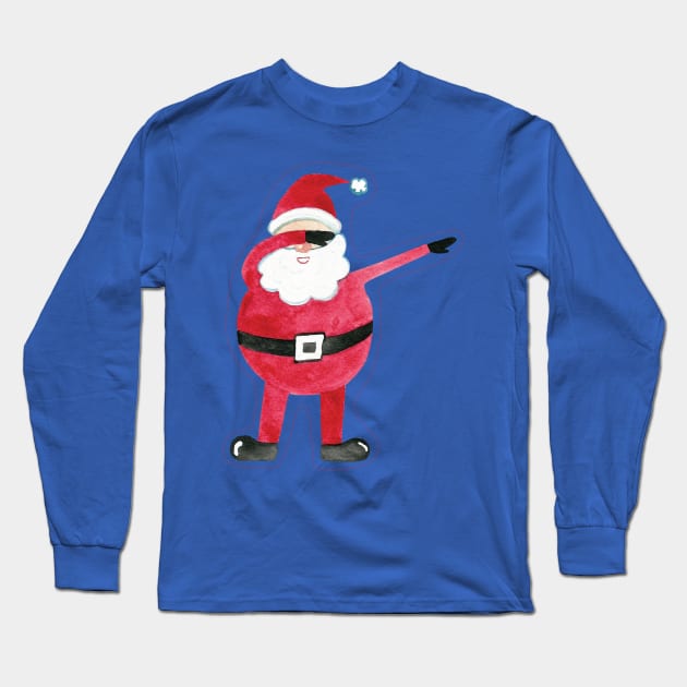 Dabbing Santa Claus watercolor Long Sleeve T-Shirt by holidaystore